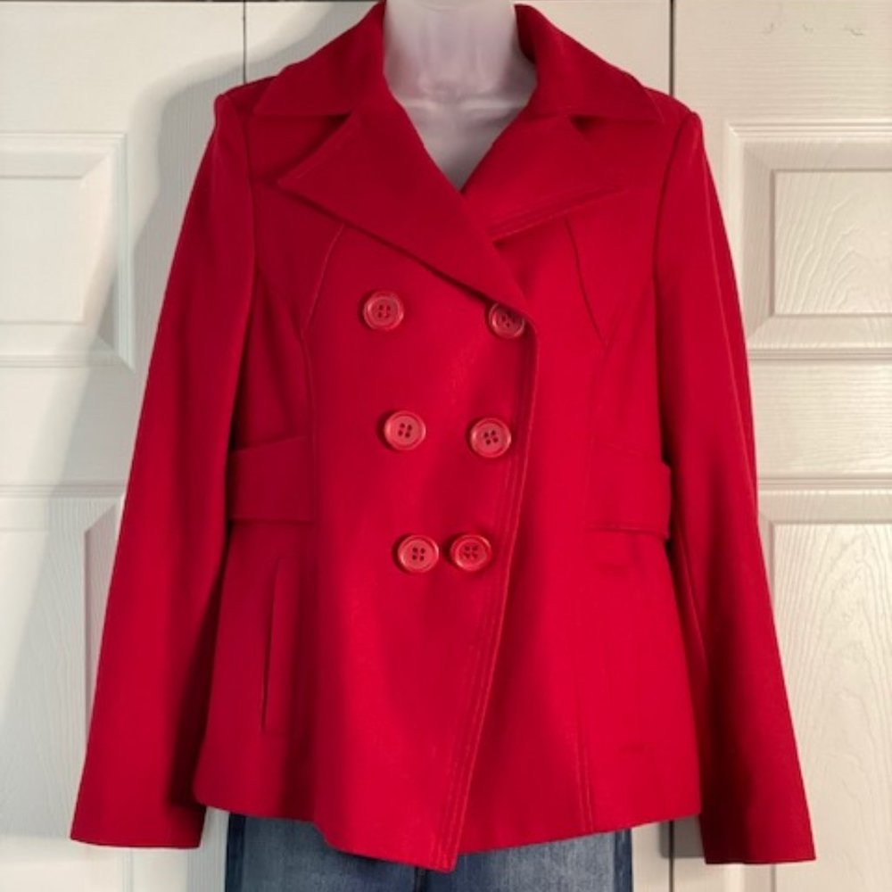 Red Guess Double Breasted Peacoat